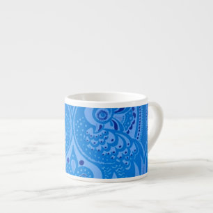 Blue Oriental Peacock Birds Espresso Cup