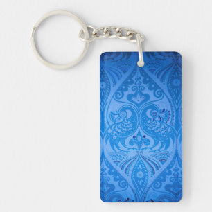 Blue Oriental Peacock Birds Key Ring
