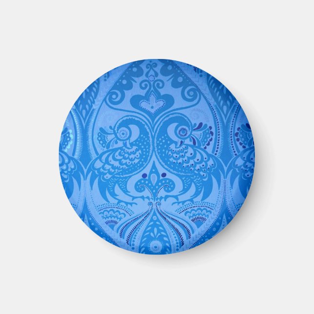 Blue Oriental Peacock Birds Magnet (Front)