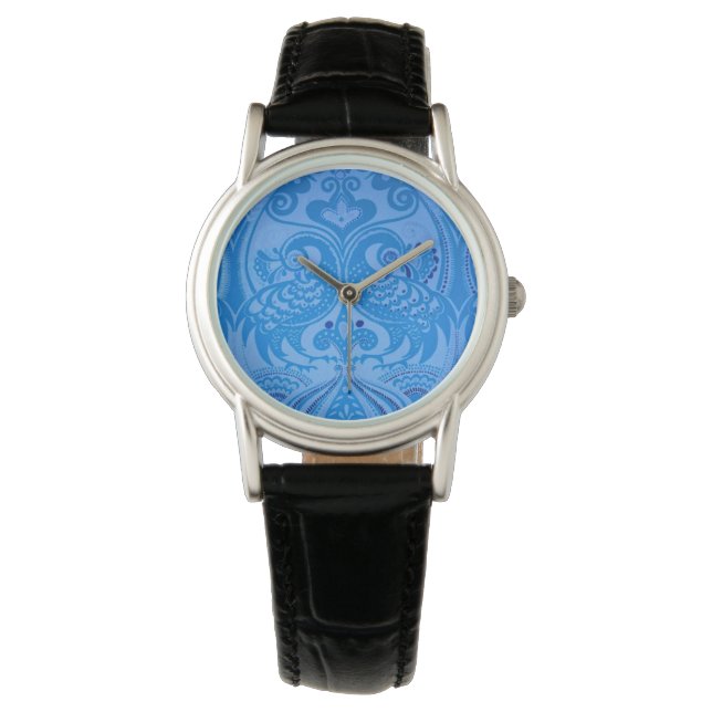 Blue Oriental Peacock Birds Watch (Front)