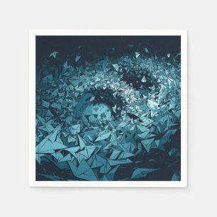 Blue Origami Storm Abstract Art Design Napkin