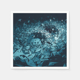 Blue Origami Storm Abstract Art Design Napkin