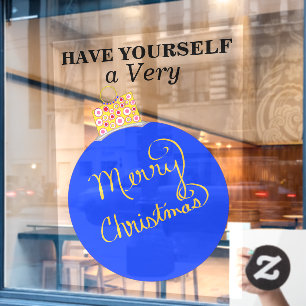 Blue Ornament Ball Merry Christmas