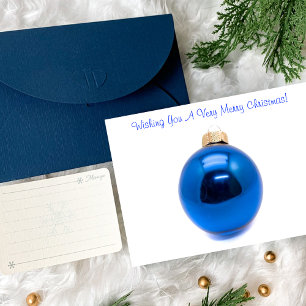 Blue Ornament Bauble Christmas Holiday Card