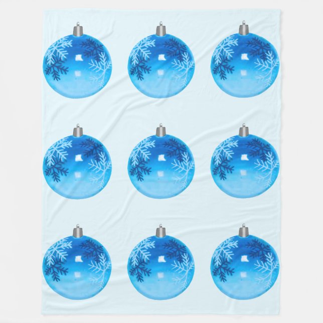 Blue Ornament Fleece Blanket (Front)