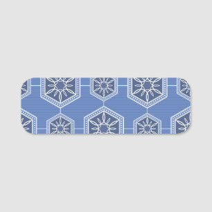 Blue Ornament Pattern design Name Tag
