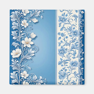 Blue Ornamental floral pattern Magnet