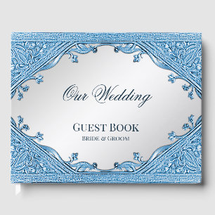 Blue Ornamental Frame Guest Book
