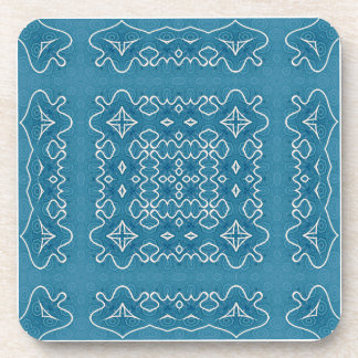Blue Ornamental Tile Pattern – Intricate Geometric Coaster