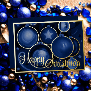 Blue Ornaments Happy Christmas