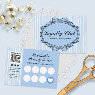 Blue Ornate Bow Frame Salon Loyalty Card