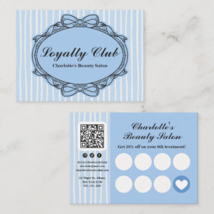 Blue Ornate Bow Frame Salon Loyalty Card