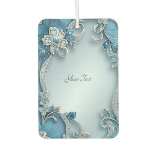 Blue Ornate Floral Air Freshener
