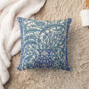 Blue Ornate Floral Arabic Pattern Cushion
