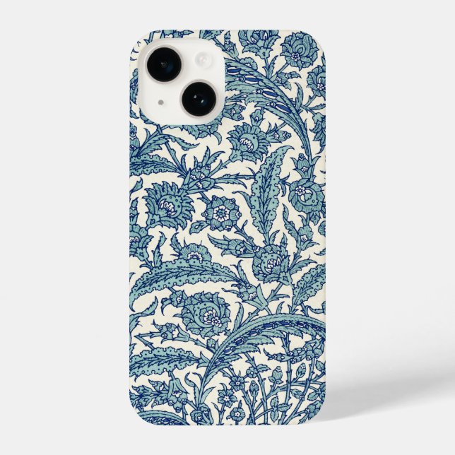 Blue Ornate Floral Arabic Pattern iPhone Case (Back)