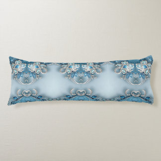 Blue Ornate Floral Body Pillow