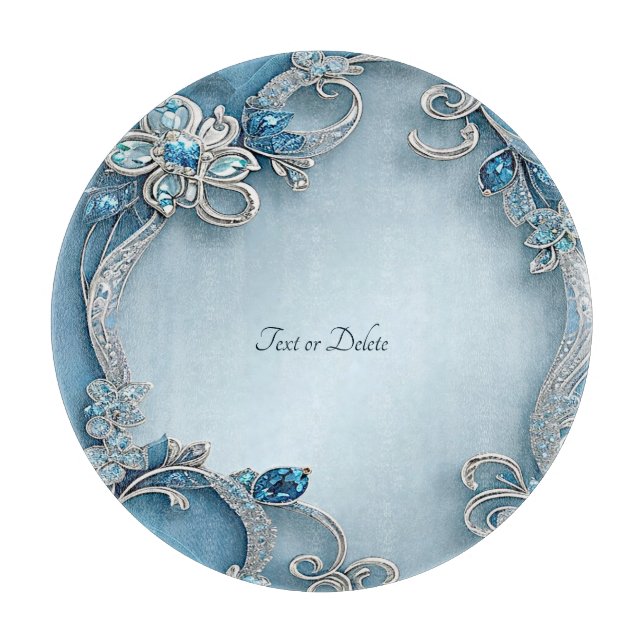 Blue Ornate Floral Cutting Board (Front)