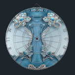 Blue Ornate Floral Dartboard<br><div class="desc">Beautiful Blue Ornate Floral Dartboard</div>