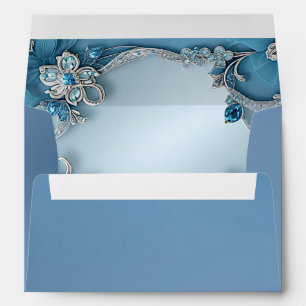 Blue Ornate Floral Envelope