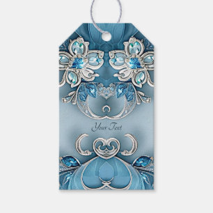 Blue Ornate Floral Gift Tag