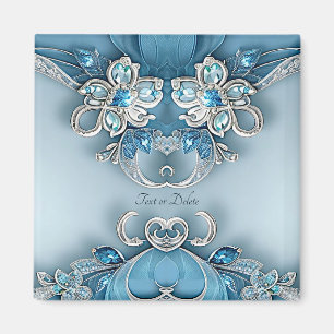 Blue Ornate Floral Magnet
