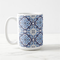 Blue Ornate Floral Mediterranean Sicilian Tile