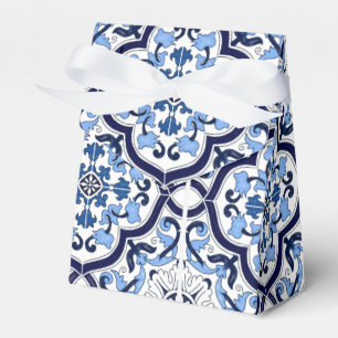  Blue Ornate Floral Mediterranean Sicilian Tile Favour Box