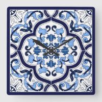 Blue Ornate Floral Mediterranean Sicilian Tile