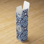 Blue Ornate Floral Mediterranean Sicilian Tile Wine Box<br><div class="desc">Mediterranean tiles,  popularized by Dolce & Gabbana's recent fashion collections,  are the epitome of Sicilian luxury. Adorned with flourishes,  floral motifs,  and ribbons,  this tile epitomizes sophistication and refinement.</div>