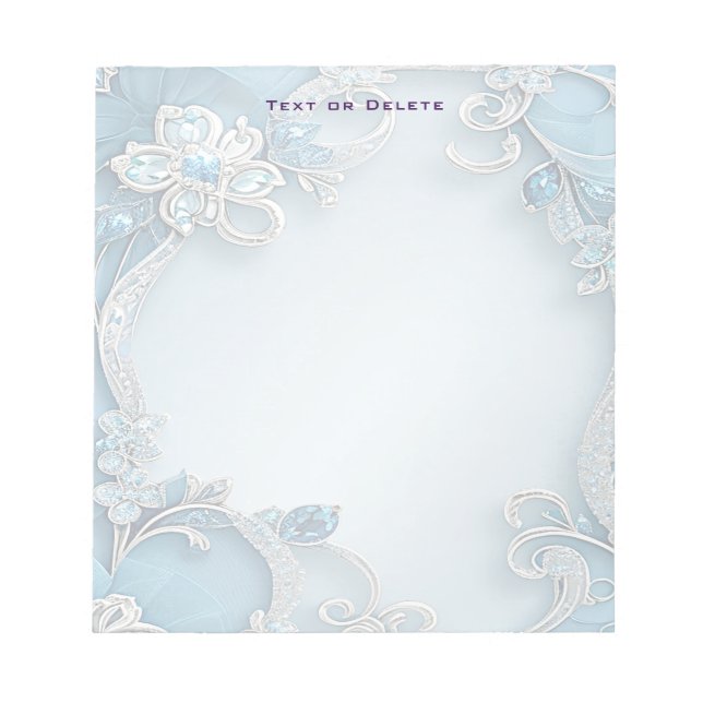 Blue Ornate Floral Notepad (Front)