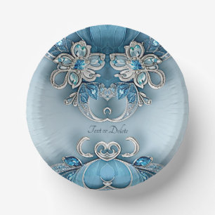 Blue Ornate Floral Paper Plate