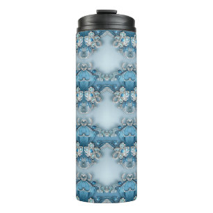 Blue Ornate Floral Thermal Tumbler