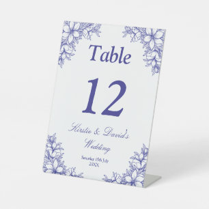 Blue Ornate Floral Wedding Pedestal Sign