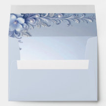 Blue Ornate Flowers with Pearls Envelope