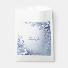 Blue Ornate Flowers with Pearls Favour Bag