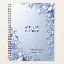 Blue Ornate Flowers with Pearls Planner