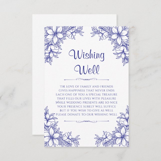 Blue Ornate Wedding Wishing Well Enclosure Card (Front/Back)