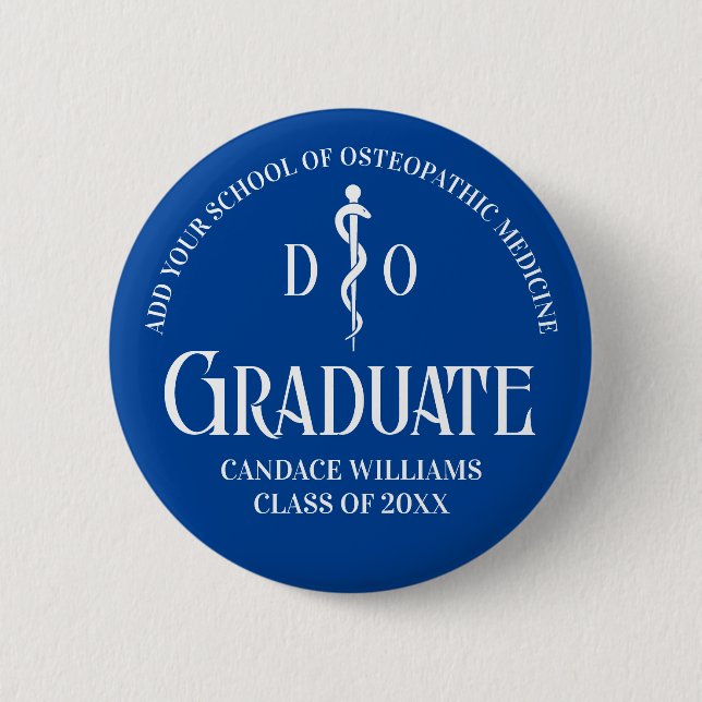 Blue Osteopathic Medical School Graduation Party 6 Cm Round Badge (Front)