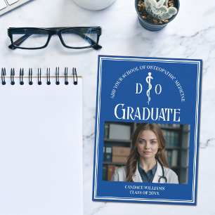 Blue Osteopathic Medical School Graduation Photo Announcement