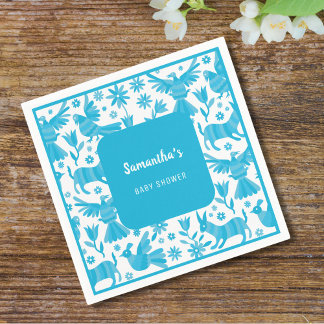 Blue Otomi baby shower Paper Napkin