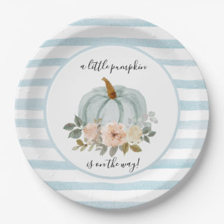 Blue Our Little Pumpkin is On The Way Plates