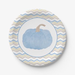 Blue Our Little Pumpkin Paper Plate