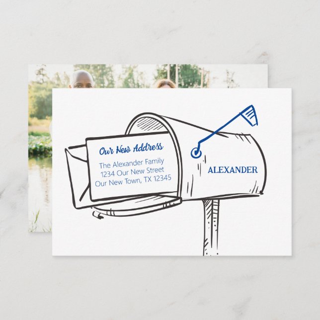 Blue Our New Address Mailbox Moving (Front/Back)