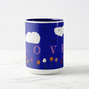 BLUE OUTDOOR LOVE COFFEE MUG, 15oz Two-Tone Coffee Mug