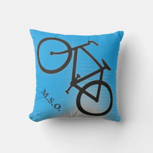 Blue  outdoor personalised Monogram  on Bike sign Outdoor Cushion