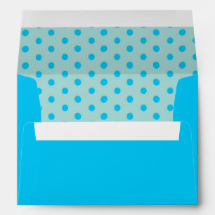 Blue Outside Blue and Aqua Polka Dot Envelope