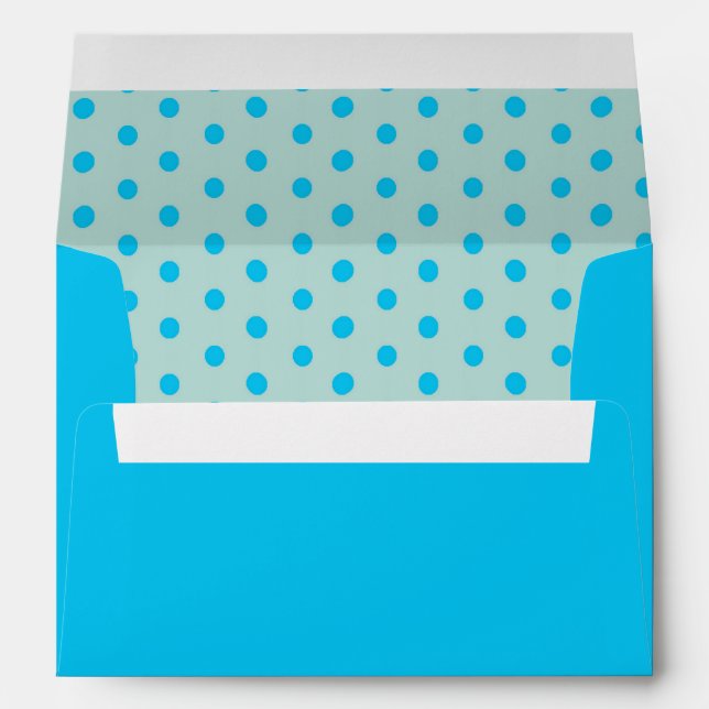 Blue Outside Blue and Aqua Polka Dot Envelope (Back (Bottom))