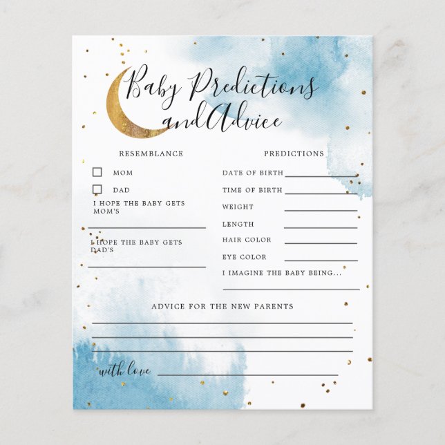 Blue Over The Moon Baby Predictions and Advice (Front)