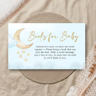 Blue Over the Moon Baby Shower Books for Baby Enclosure Card