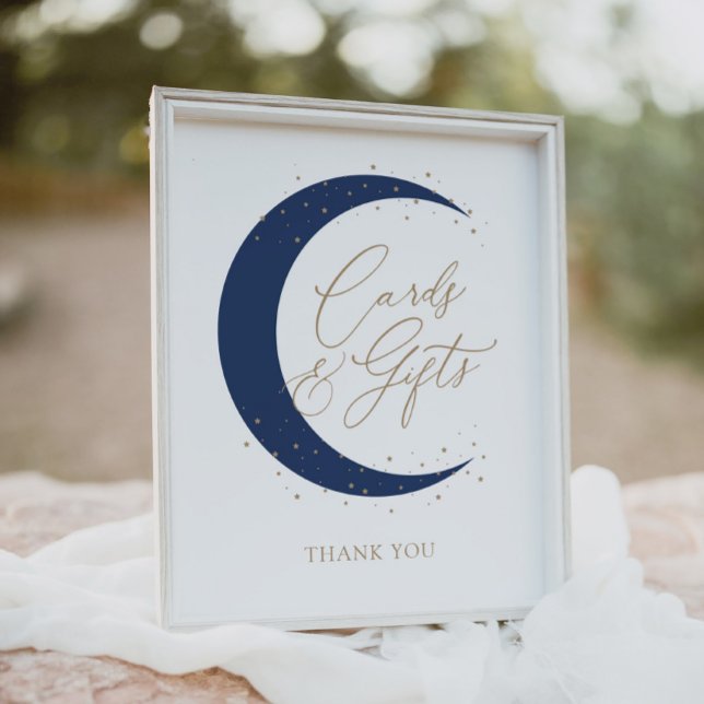 Blue Over the Moon Baby Shower Cards and Gifts Poster (Creator Uploaded)